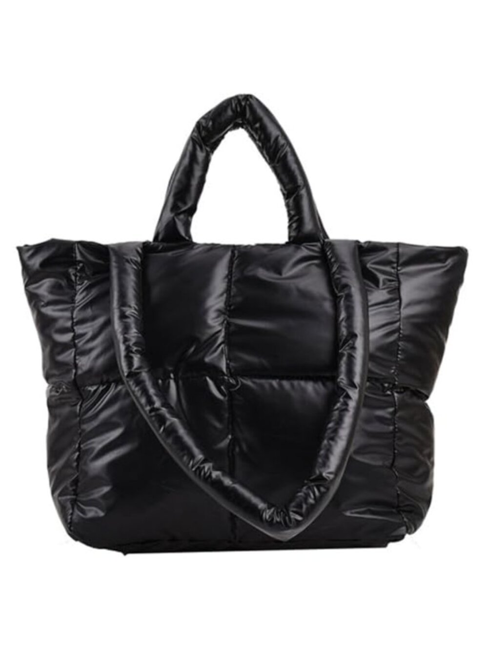 Quilted Puffer Tote Bag for Women - Padded Cotton Shoulder Bag Handbag